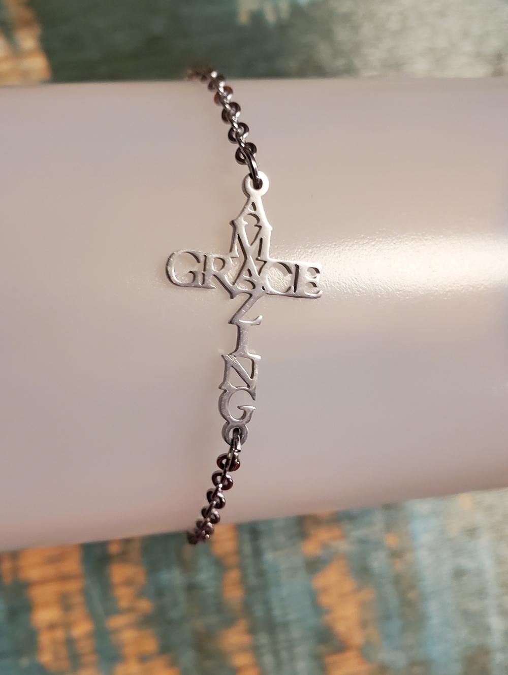 B2G1F Grace Amazing Cross Pendant Bracelet - Silver Tone, 9in, NEW